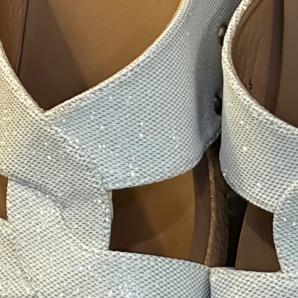 Corkys Bonny Womens White Shimmer Studded Cork Wedge Platform Slide Sandals 8 - Picture 3 of 7